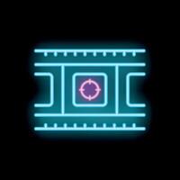 Neon film strip showing targeting concept on black background vector