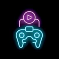 Neon game controller streaming live gameplay vector