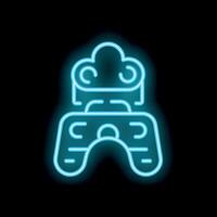 Neon icon of cloud gaming using gamepad controller for playing games vector