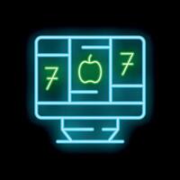 Neon icon of computer screen showing healthy food blog content vector