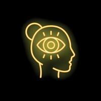 Neon sign representing a human head with an eye replacing the brain vector