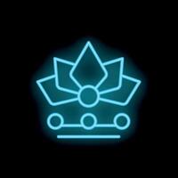 Neon blue crown glowing with intricate design on black background vector