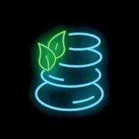 Neon sign representing a stack of zen stones, symbolizing balance and well being vector