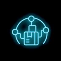 Neon icon of knowledge sharing in a network vector