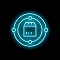 Neon blue icon of a delivery around the world representing global shipping vector