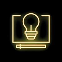 Neon yellow online education icon with light bulb and edit cursor vector