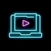 Neon laptop showing streaming platform user interface vector