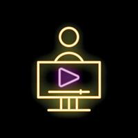 Neon sign of a person watching on computer screen vector