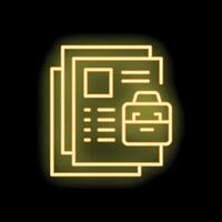 Neon icon of curriculum vitae with briefcase representing job search vector