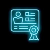 Neon icon of certificate with ribbon representing graduation or achievement vector