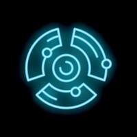 Neon icon of a futuristic radar system scanning for signals vector