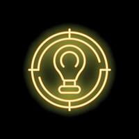 Neon sign representing focusing on new idea on black background vector