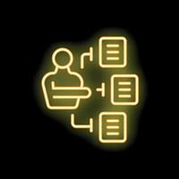 Businessman managing multiple tasks simultaneously neon sign concept vector