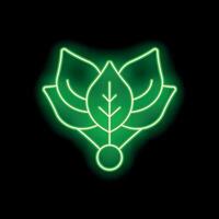 Green glowing neon leaves forming abstract shape vector