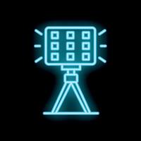 Neon studio light shining bright on tripod vector