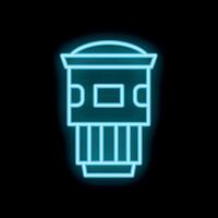 Neon sign representing a building with columns on a black background vector