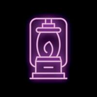 Bright neon sign depicting a kerosene lantern burning brightly vector