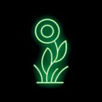 Green neon flower glowing on dark background vector