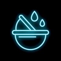 Neon icon of water filling a container on black background vector