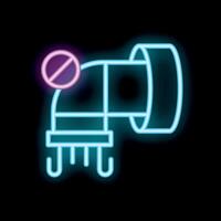 Neon sign showing pipe with forbidden sign and leaking water drops vector