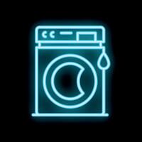 Neon icon of a washing machine displaying laundry service vector