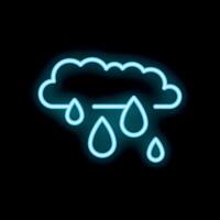 Neon raining cloud icon glowing on dark background vector