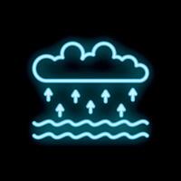 Neon icon of evaporation from water with arrows showing process vector