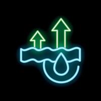 Neon icon of water evaporation during hydrologic cycle vector