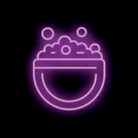 Neon sign of basin full of water and soap suds for launderette vector