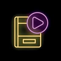 Neon icon of mobile phone showing play button for online streaming vector