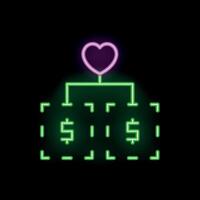 Neon sign representing the concept of love being driven by money vector