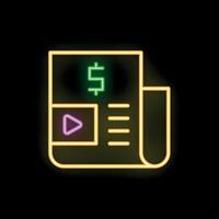 Neon sign representing paid online advertisement with dollar symbol and play button vector