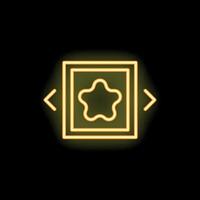 Neon icon of image gallery with star shape and arrows for scrolling images vector