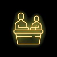Neon sign of two politicians debating at a podium vector