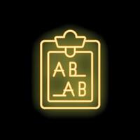 Glowing neon icon of eye test chart on clipboard vector