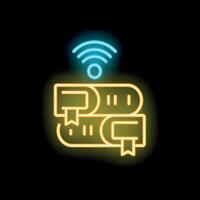 Neon icon of books and wifi representing online library concept vector