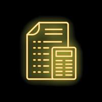 Neon yellow calculator calculating a financial statement icon vector