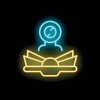 Neon sign representing person avoiding information overload by closing book with stop sign in mind vector