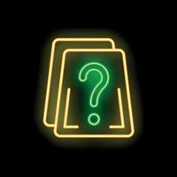 Neon question mark glowing on black background vector