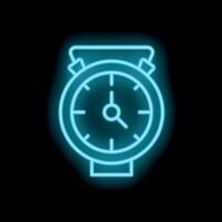 Neon blue stopwatch showing time passing quickly vector