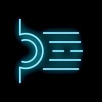 Neon icon of magnetic field lines being deflected by magnetic field of current carrying conductor vector