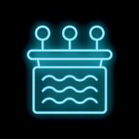 Neon sign showing swimming pool with three lamps on black background vector
