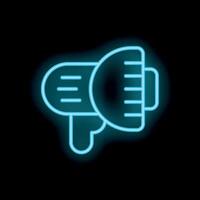 Neon megaphone icon glowing against dark background vector