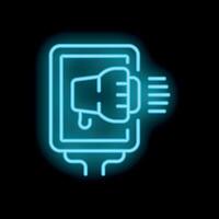 Neon sign representing digital marketing strategy with megaphone and light rays vector