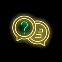 Neon question mark chat bubble asking for an answer vector