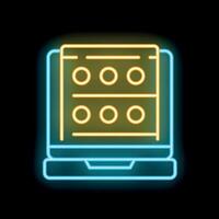 Neon icon of online survey form on laptop displaying customer feedback results vector