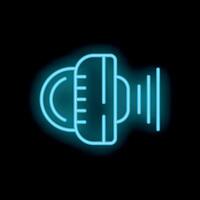 Neon icon of parking sensor emitting sound waves for obstacle detection vector