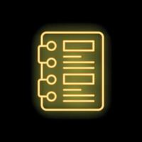 Neon yellow notepad with checklist on black background vector