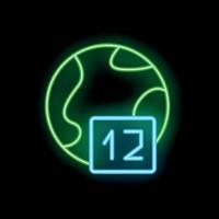 Neon sign showing number twelve with earth globe for world population day concept vector