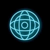 Neon blue sphere glowing on black background representing global communication vector